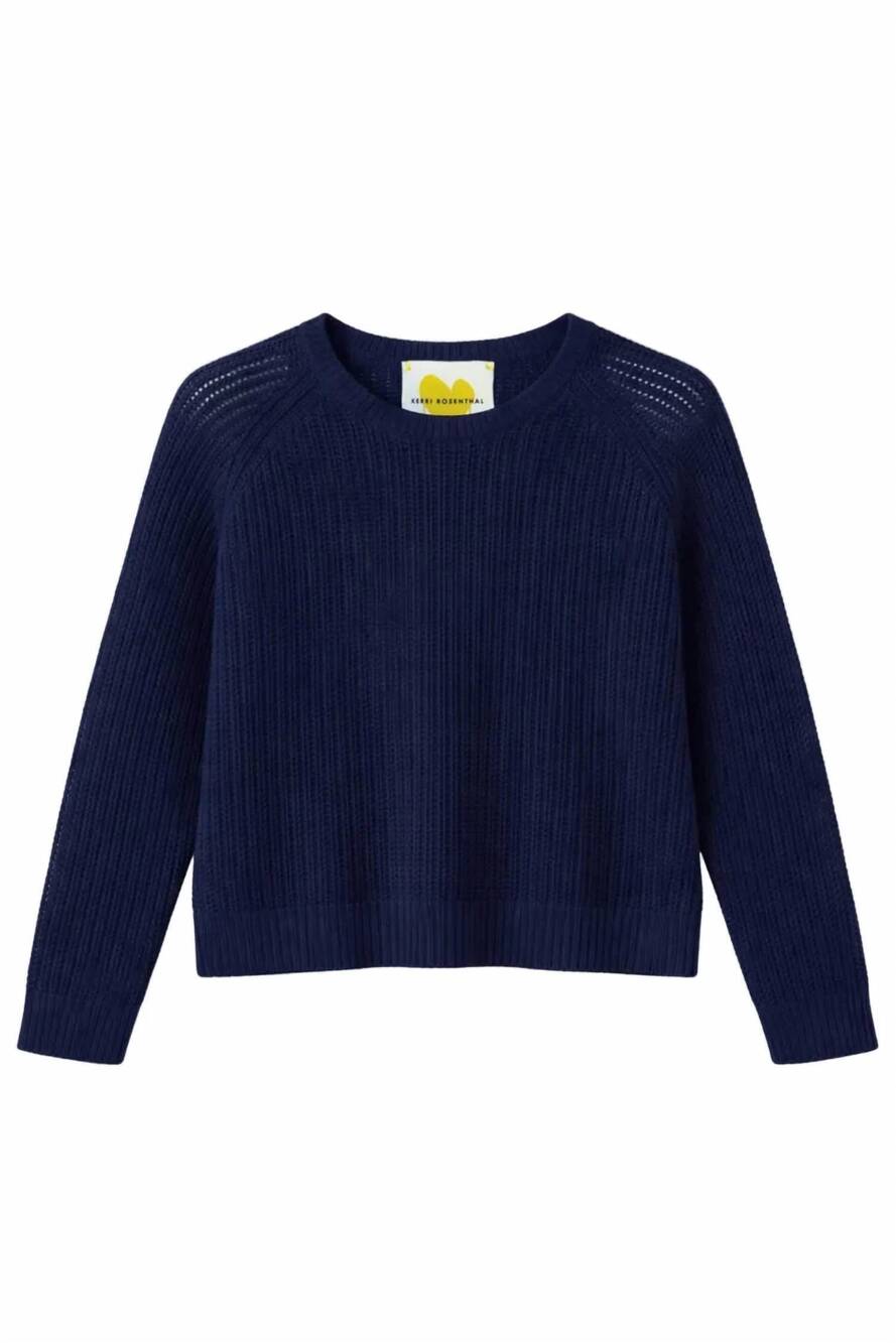 NEW KERRI ROSENTHAL women's malibu sweater in indigo blue